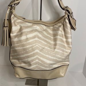 Coach zebra leather and cloth shoulder bag